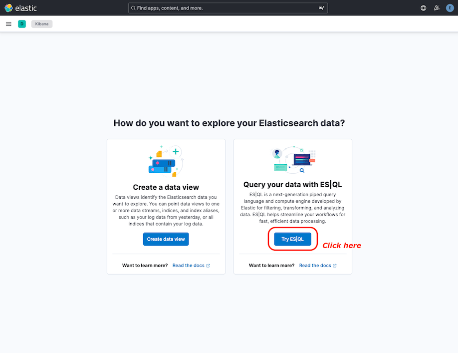 Kibana - Explore - ES|QL